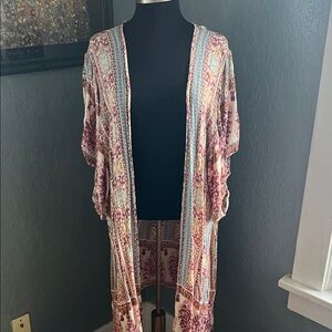 Floral and Mixed Pattern Kimono Duster Cardigan